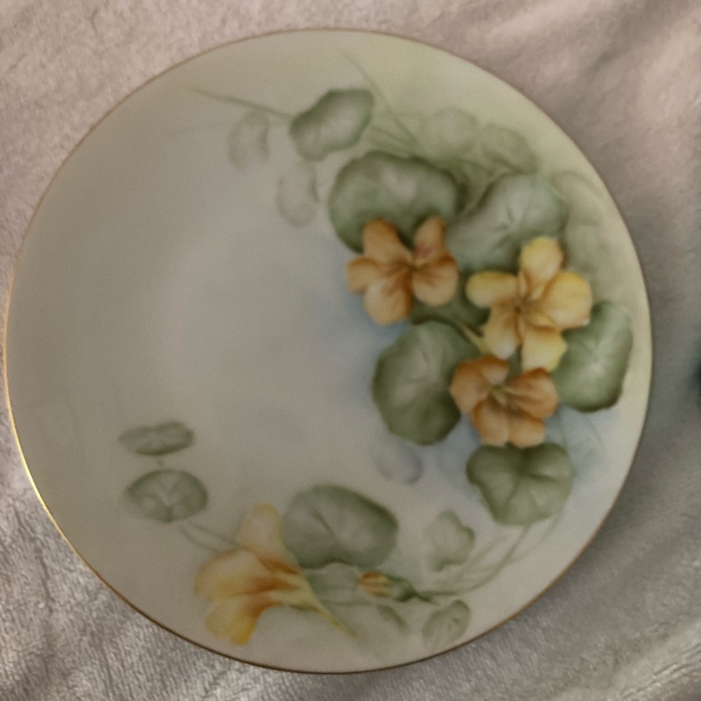 Yellow flowers hand painted decorative plate